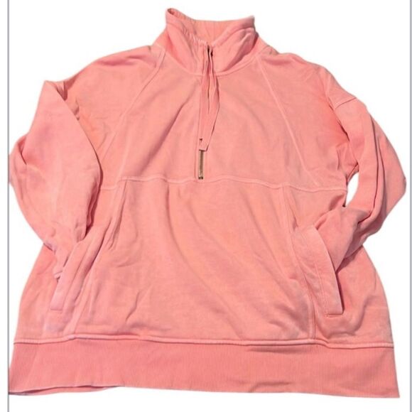 Tangerine size XL half zip sweatshirt with pockets small spot last picture GUC - Picture 1 of 9